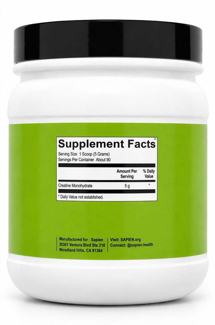 Sapien Creatine Monohydrate Powder – Micronized, Unflavored