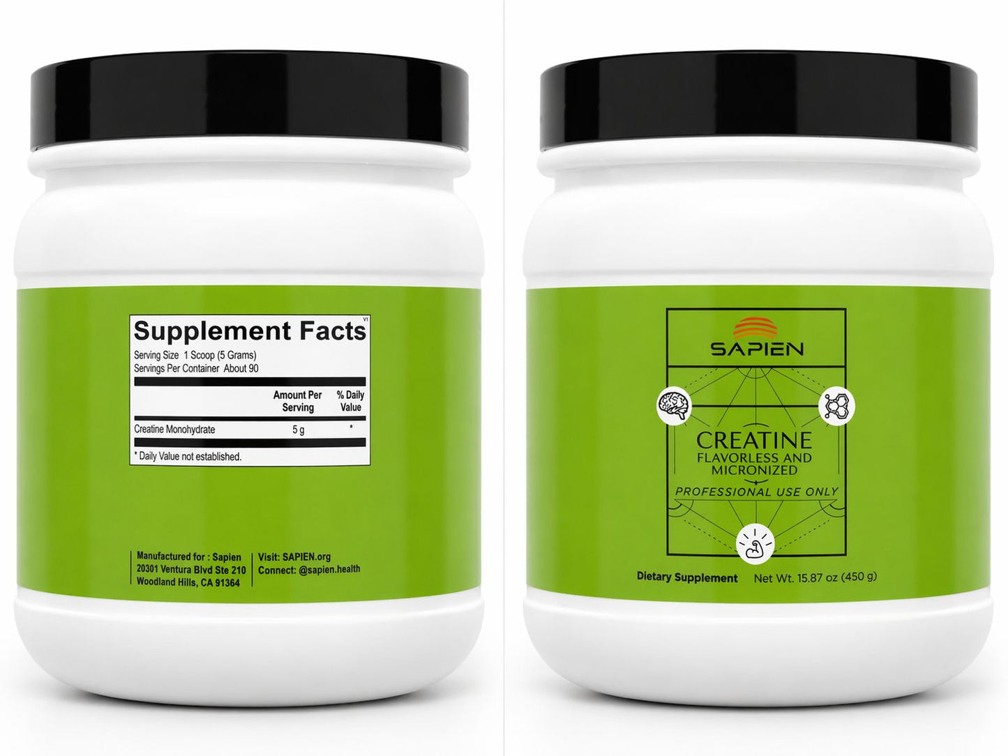 Sapien Creatine Monohydrate Powder – Micronized, Unflavored